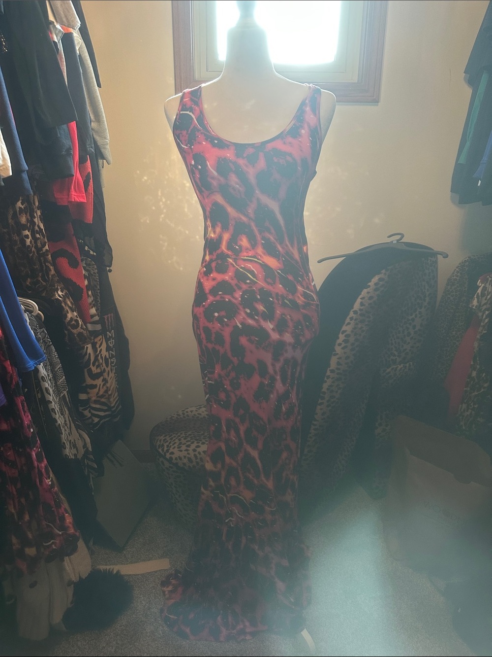Nicki Minaj Pink Leopard-Print Maxi Dress